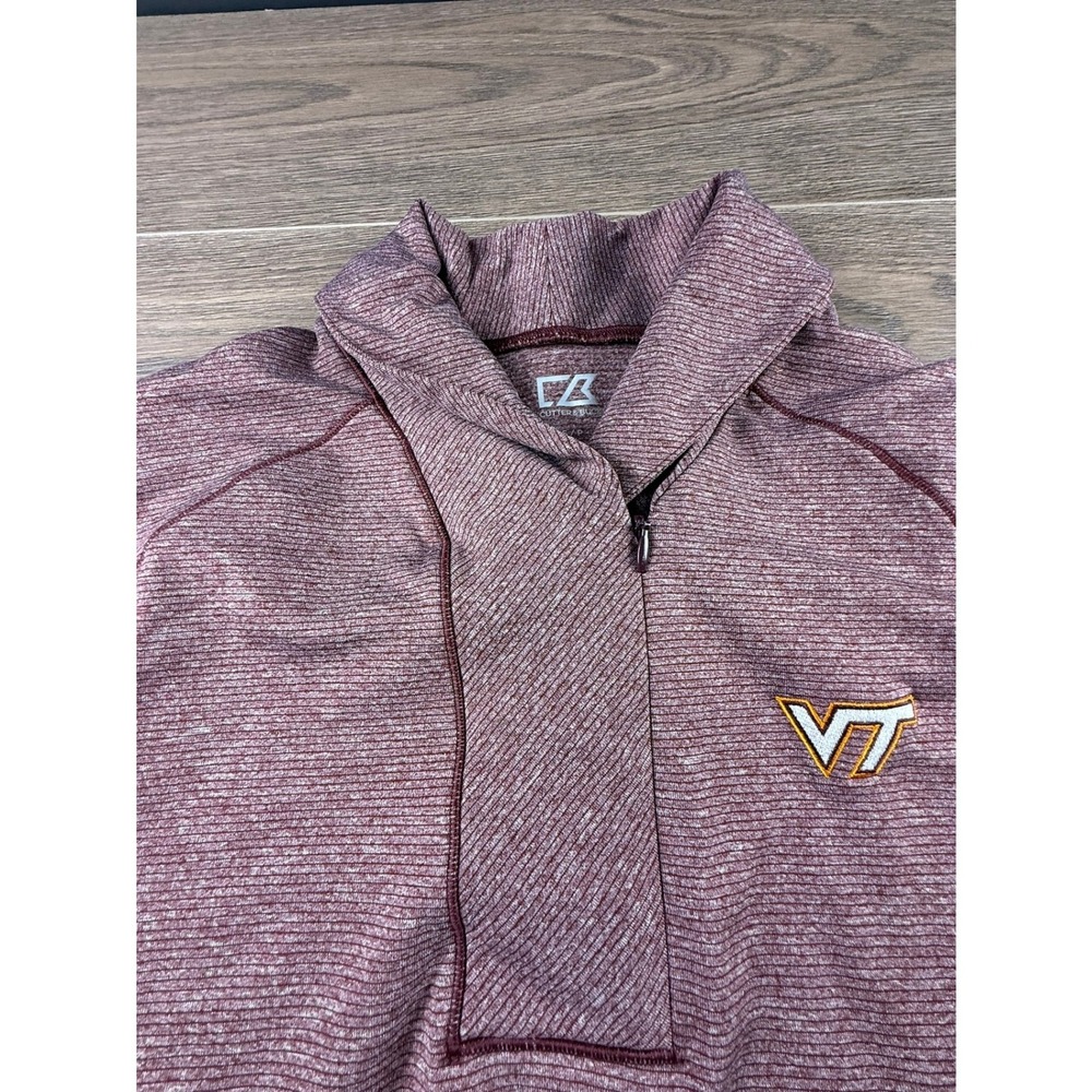 Cutter & Buck Shoreline Half Zip Virginia Tech Hokies Maroon CB DryTec Size S